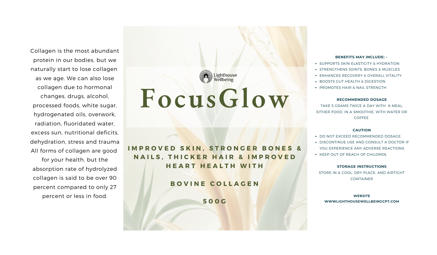 FocusGlow - Improved skin, stronger bones and nails, thicker hair and improved heart health