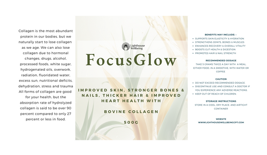 FocusGlow - Improved skin, stronger bones and nails, thicker hair and improved heart health